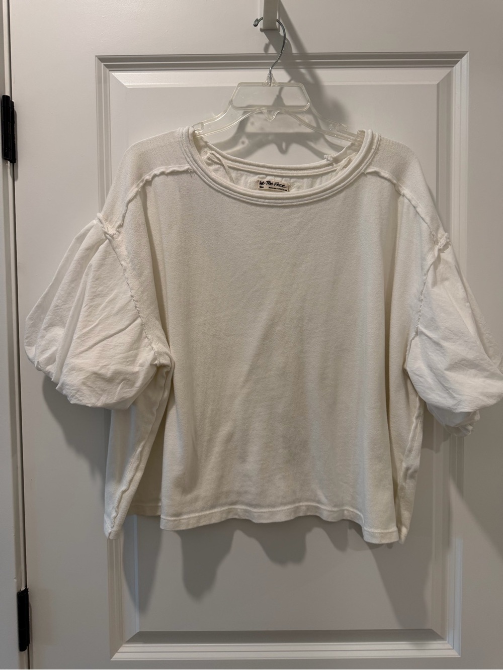 Free people we the free Women's Cream Puff-Sleeve Cotton Top - Cream